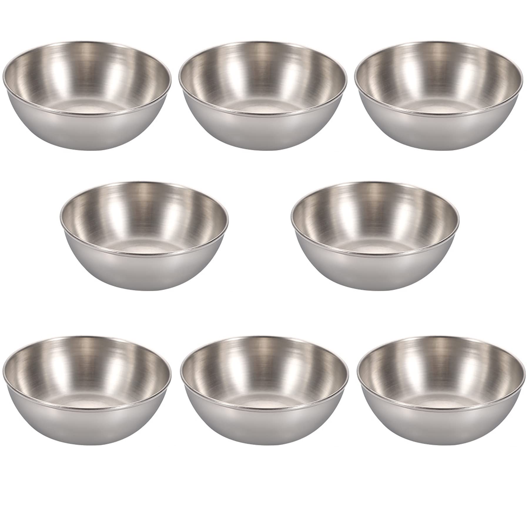 8 Pack 3.3inch Stainless Steel Sauce Dishes Round Mini Individual Saucers Bowl, Seasoning Plate Sushi Dipping Bowl Appetizer Plates, for Sushi,Side Dishes,Dessert,Tomato Sauce,Soy,BBQ - Silver