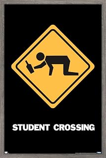 Trends International Student Crossing Wall Poster, 14.725" x 22.375", Barnwood Framed Version