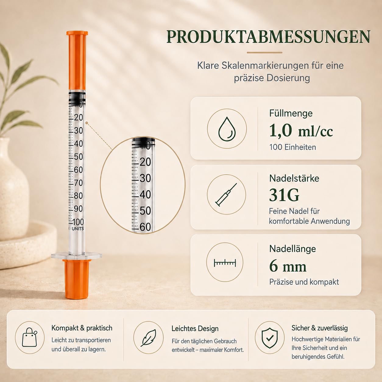 200 Stück 1ml Plastiktube 31G 1/4 Inch (6mm), Spritze mit Skala einzeln versiegelt für die Flüssigkeitstrennung,Laborzubehör