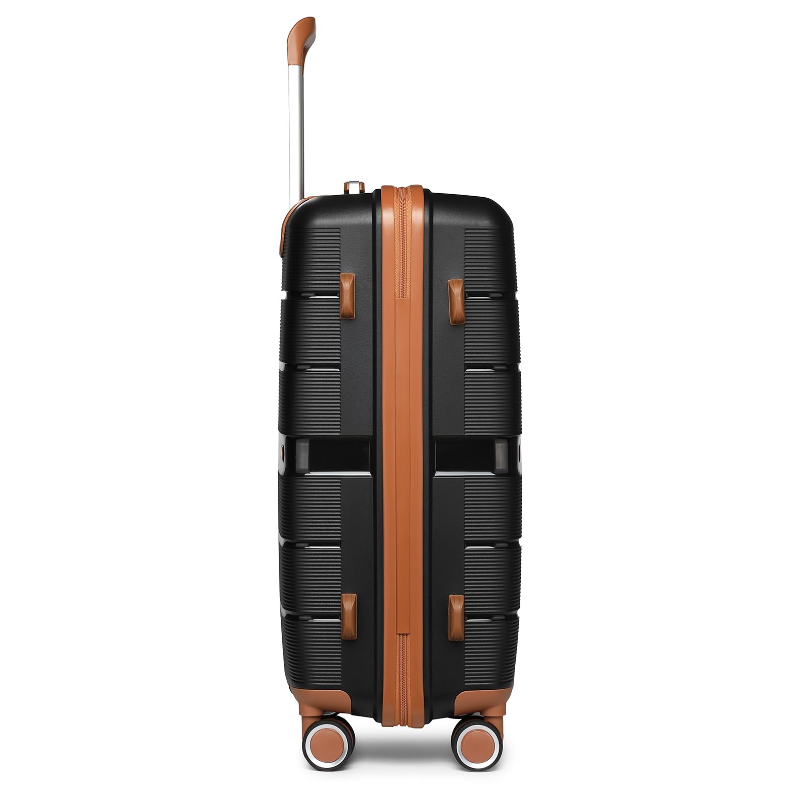 British Traveller Valigia Media 66CM Trolley Rigida PP Leggero con TSA Lucchetto (24pollici, Nero)