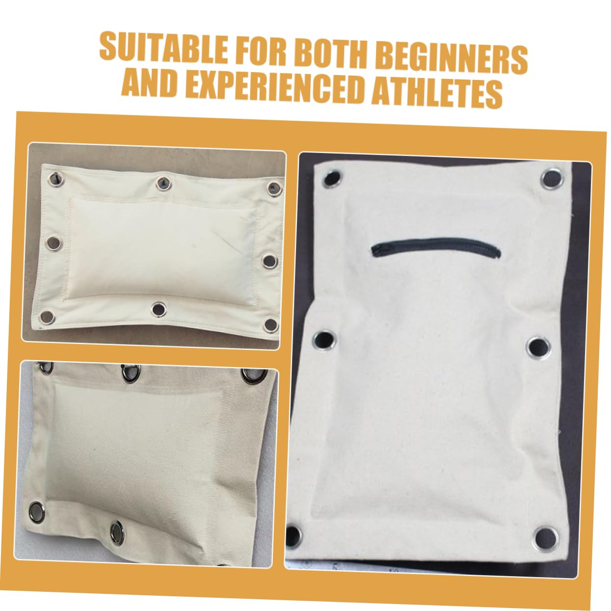 BESPORTBLE Sacco da Boxe da Muro 2pezzi in Tela Beige Superficie Imbottita e Tre Sezioni, Attrezzatura Versatile per Kickboxing e Boxe per Principianti e Atleti Esperti