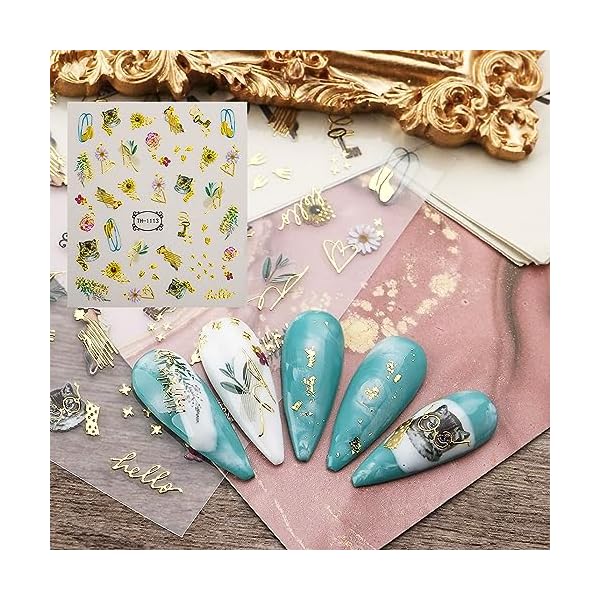 8 Blatt Nagelsticker Selbstklebend, 3D Gold Abstrakte Linie Nagel Sticker, Art Stickers Zubehör DIY Für Damen Mädchen Weihnachten Nagelkunst Dekoration – Bild 6