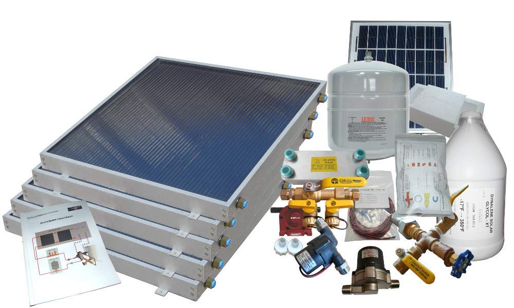 5 Panel Freeze Protected Hybrid Solar Water Heater Kit- Single Row Installation