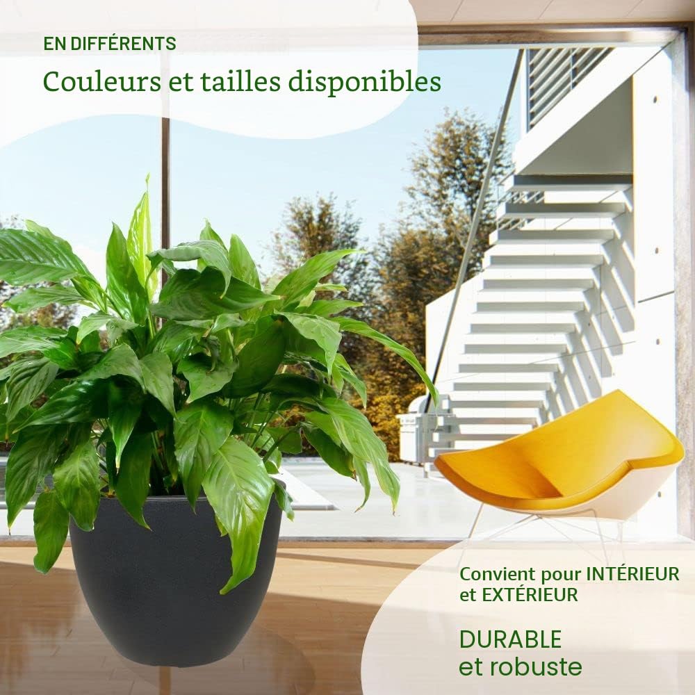 MePla Siena - Pot de fleurs rond - Résistant aux intempéries - Résistant aux UV - Diamètre 50 cm - Terra