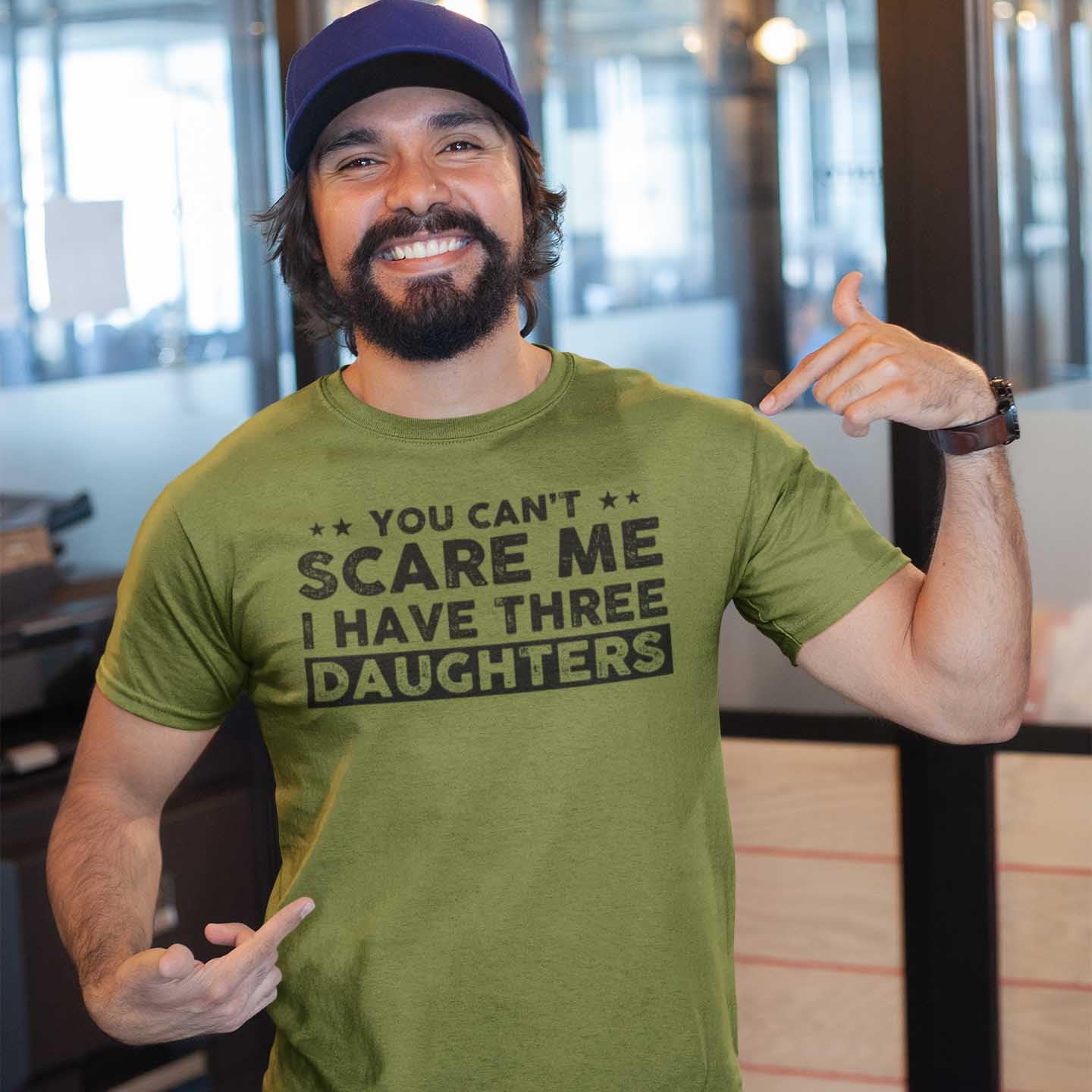 Camiseta divertida para papá con texto en inglés "You Can't Scare Me, I Have Three Daughters"