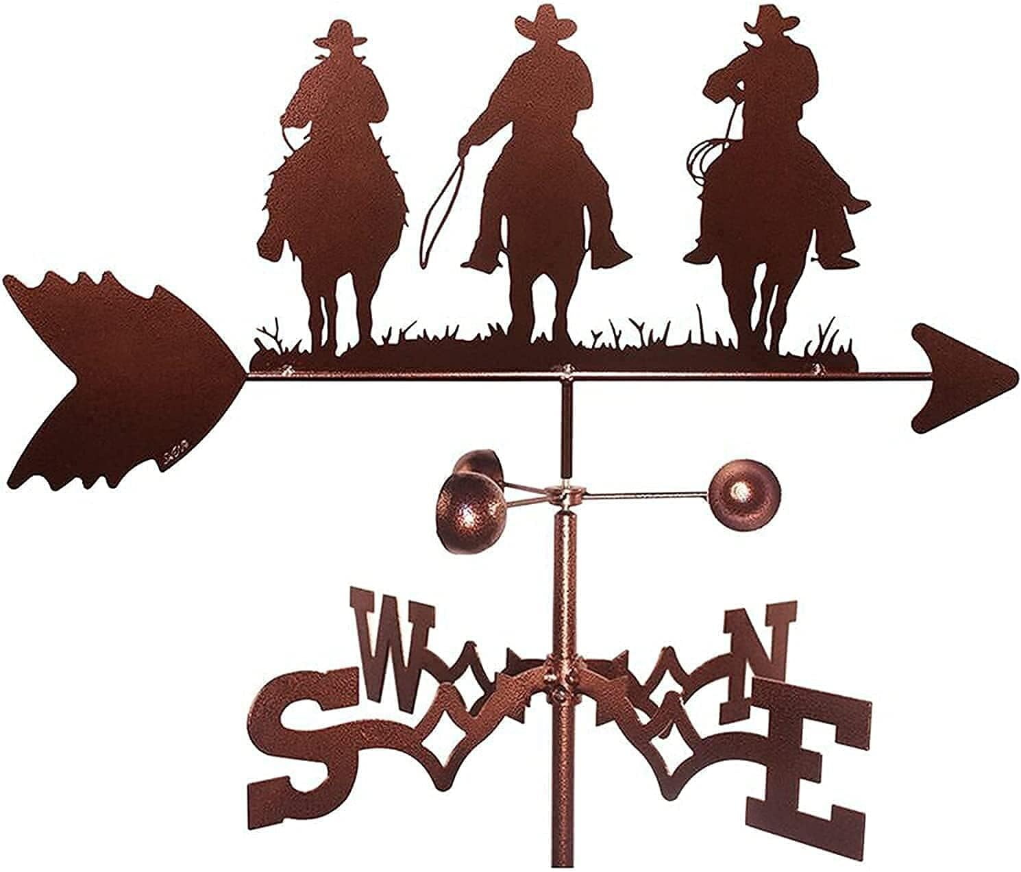 COAECJ Weathervane for Roof Weathervane, Steel Weather Vane Figurine, Practical Wind Direction, Farm Scene Outdoor Crafts Ornament - Three Cowboy