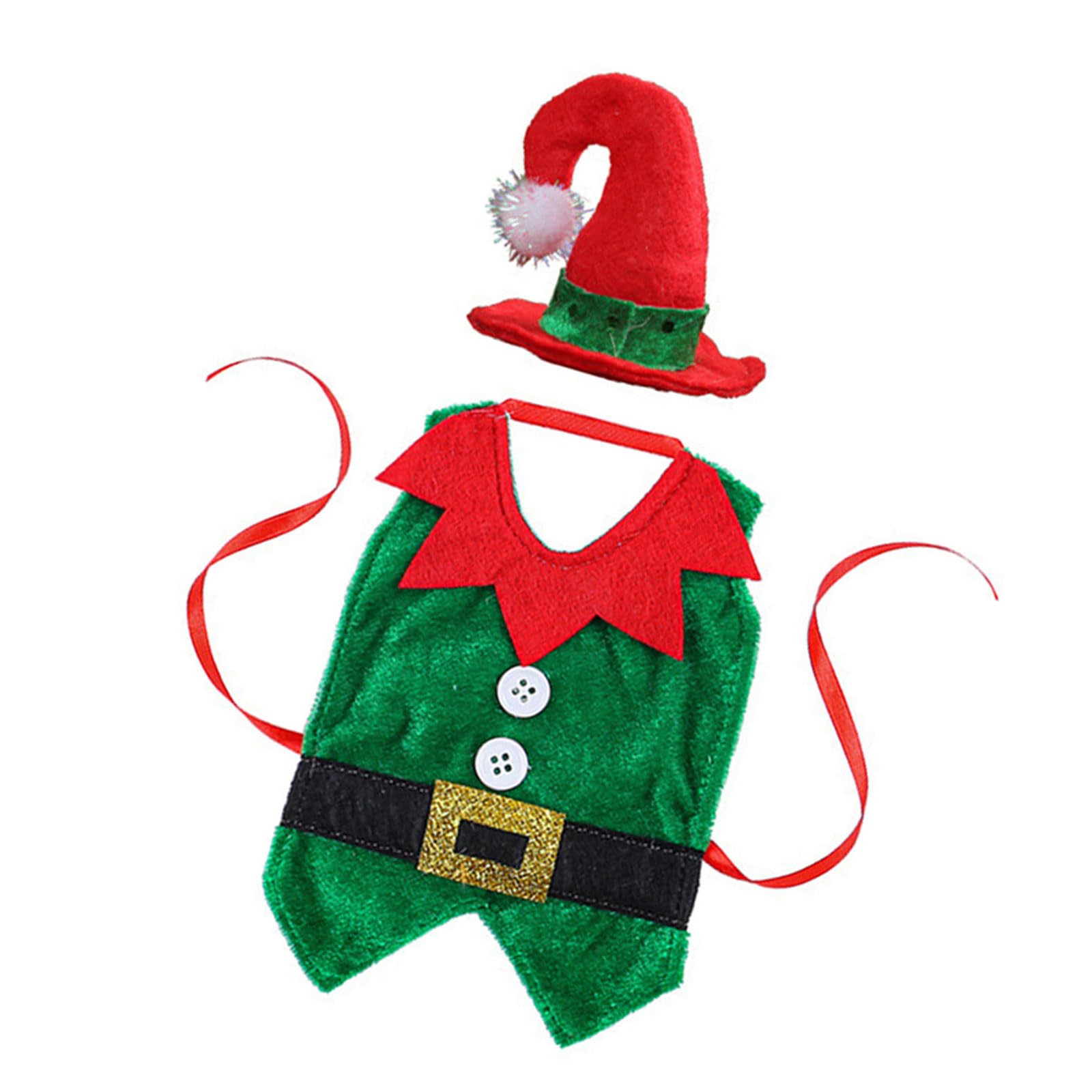 Buxuaaaa Color Elves Apron Wine Bottle Decoration Set, 8Sets Champagne Bottle Covers for Enhancing Christmas Mood Christmas Elves Costume