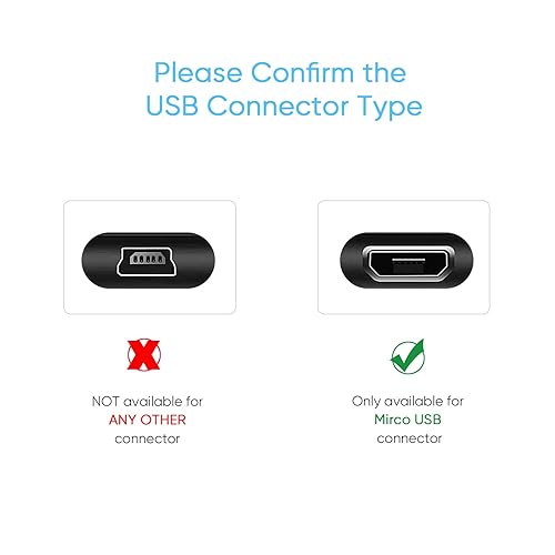 Miniatura 5 de Cable de alimentación para cámara de salpicadero, cable de carga micro USB de 11.5 pies de largo para cámara de espejo de salpicadero, cable de