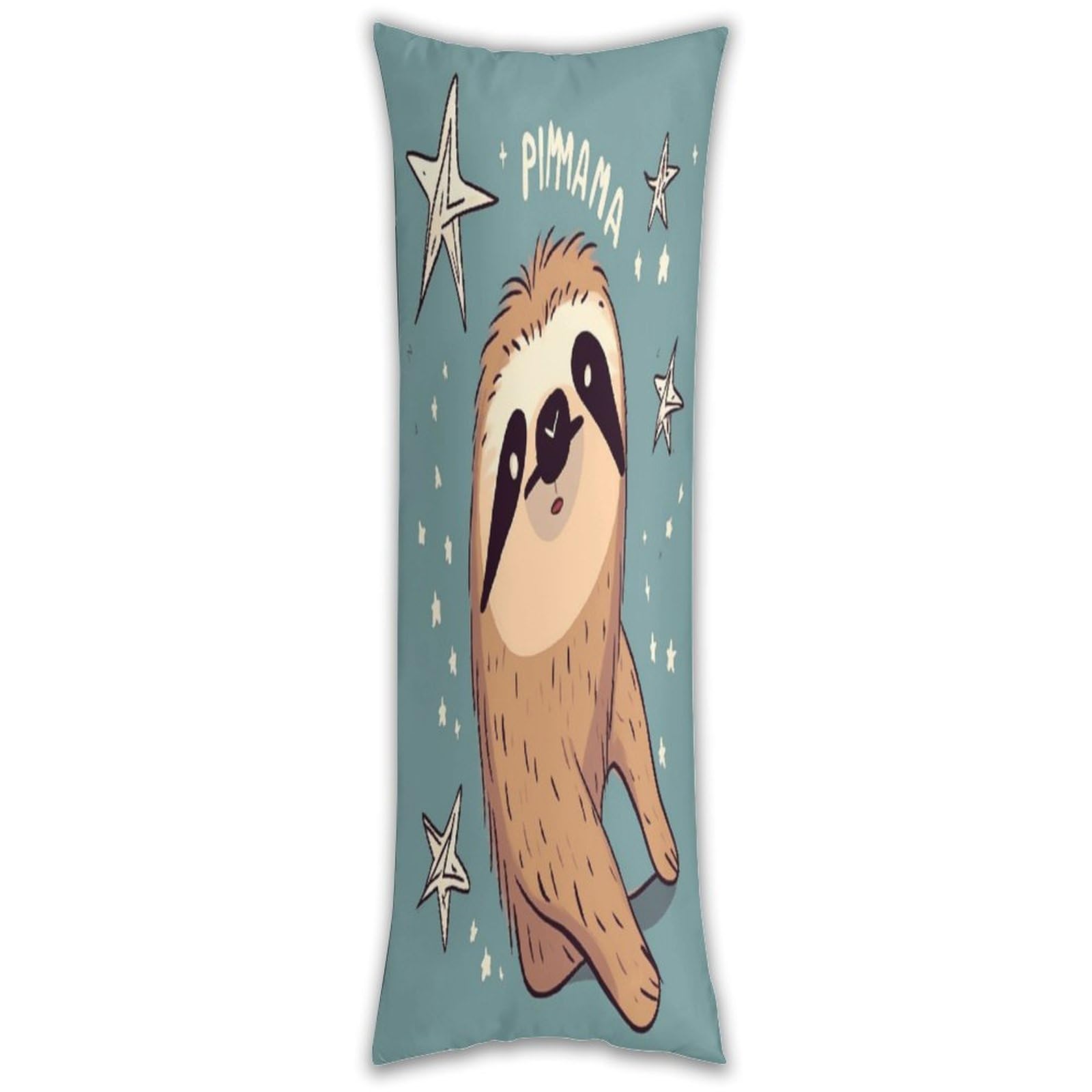 Funny Sloth Stars Body Pillow Cover with Hidden Zipper Breathable Polyester Long Pillow Case Cozy Fuzzy Body Pillowcase Ultra Soft Long Pillow Cover for Bedroom 18.9 X 53 in