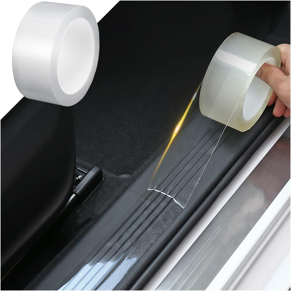 Car Door Entry Guard, Clear Trim Guard/Cover for Car Door Sill, Edge, Rear Bumper, Anti-Collision Protector Film Universal for Most Cars, Vehicles, SUVs (2" x 197", Transparent)
