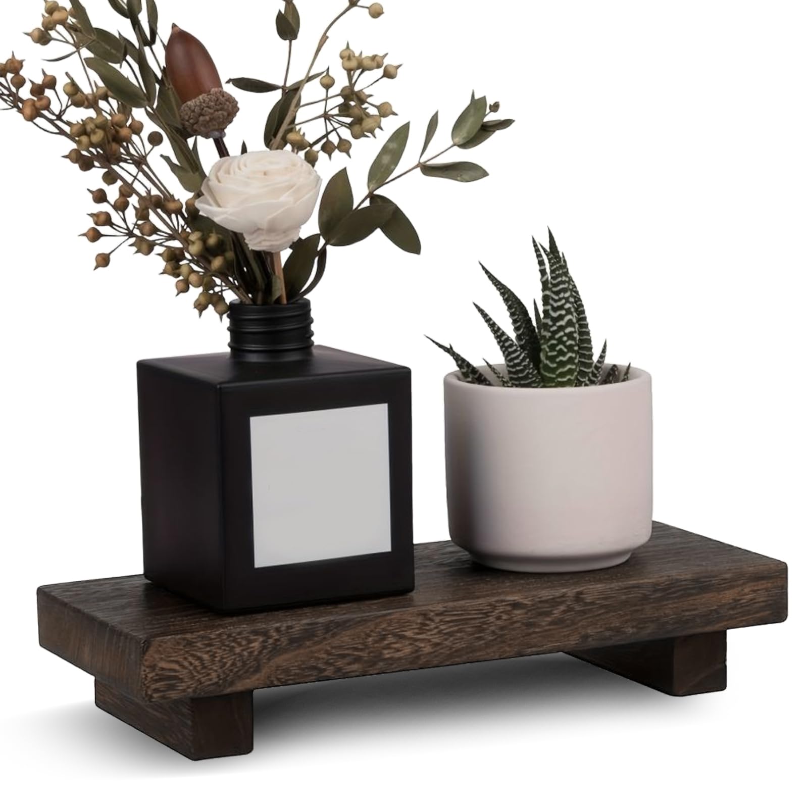 UESDU Wooden Trays for Display, Small Wooden Tray Candle Display Tray Wood Pedestal Riser for Bottles Candle Home Decoration