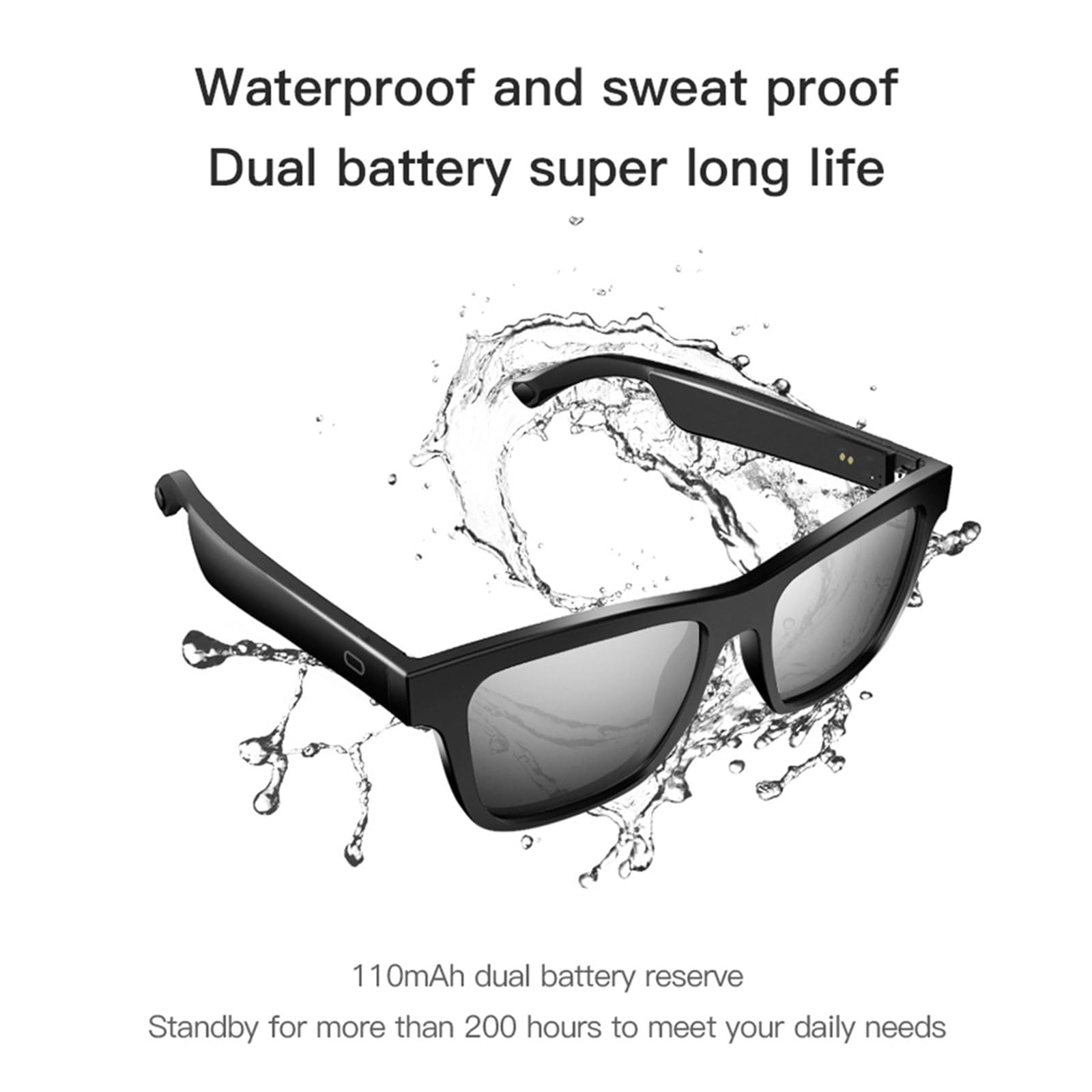 Lunettes Bluetooth intelligentes, Conversation IA, Traduction en Temps réel, Audio Bluetooth, Assistant Vocal de réveil, Lunettes de Traduction IA, pour Voyages, Affaires et études,B