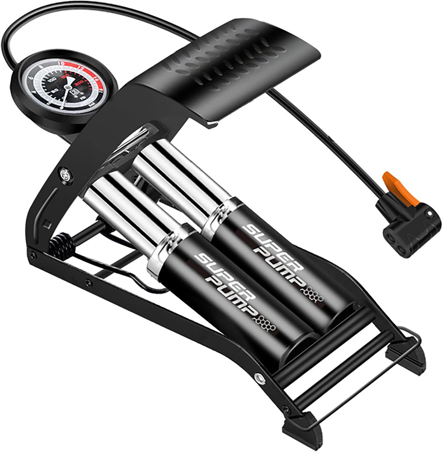 Aedcbaide Double Cylinder Bike Pump,Double Barrel Foot Pump,Bike Foot