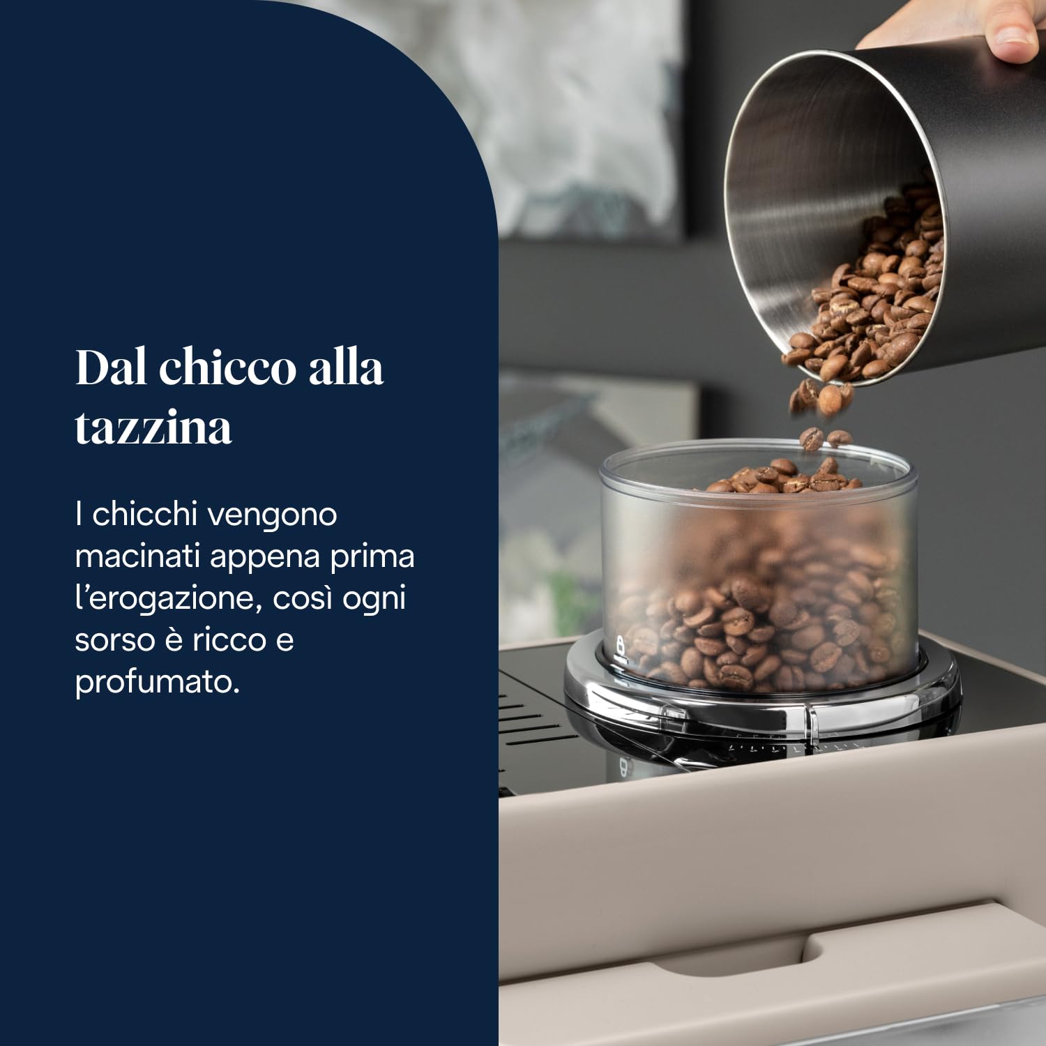 De’Longhi Rivelia – Perfetto Macchina da Caffè Automatica, Montalatte Classico, 8 Bevande in un Solo Tocco, Display Touch a Colori, Contenitori Chicchi di Caffè Intercambiabili, Beige (EXAM440.35.BG)