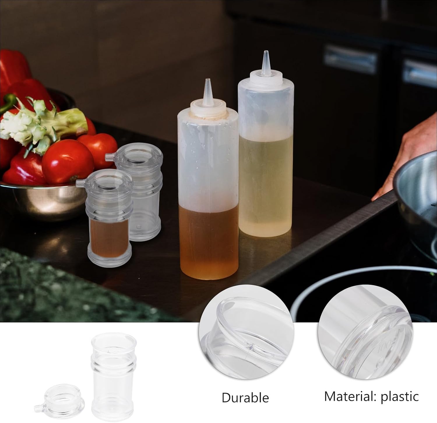 Zerodeko 3pcs Plastic Olive Oil Bottle Set 150ml Each, Space Saving Design Kitchen Oil Dispenser for Cooking and Salad Seasoning, Sturdy Plastic Material for Easy Pouring image 5