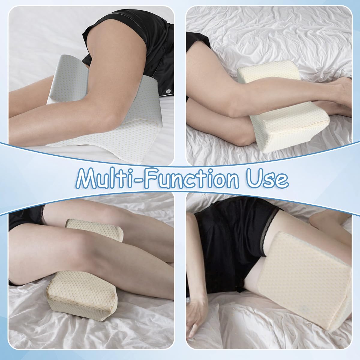 King Mills Plus Size Knee Pillow for Sleeping, Extra Large | Side Sleeper Pillow Between Legs, Memory Foam Ergonomic, For Back Pain and Sciatica, Two Replaceable Cover