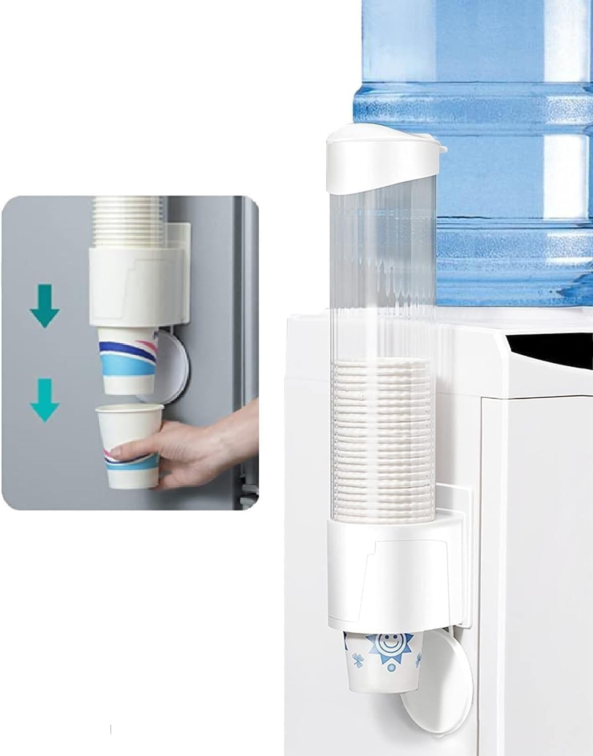 Rexmon Paper Cup Dispenser Holder | Wall Mounted Plastic Drinking Water Cup Dispenser | Glass Dispenser Holder | Disposable Cup Holder Organizer | Sticker or Screw Plate Mountable, Plastic