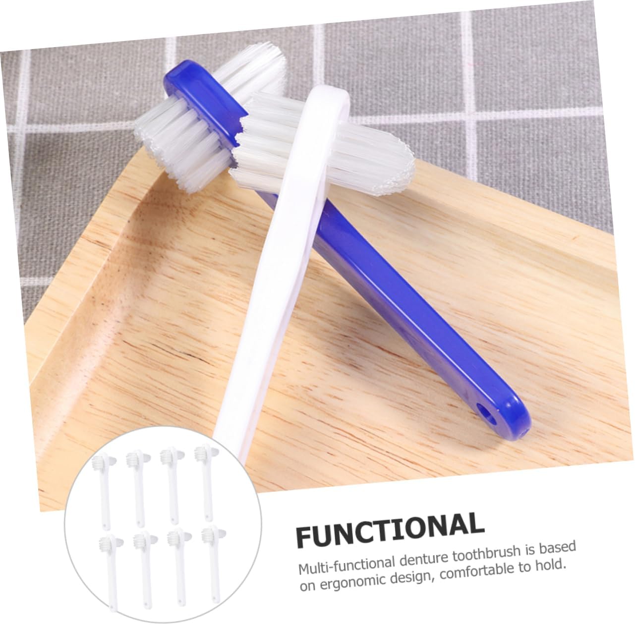 Ipetboom 8pcs Dental Brush Denture Cleaning Brush for False Teeth Multi-Functional for Teeth Cleaner Travel