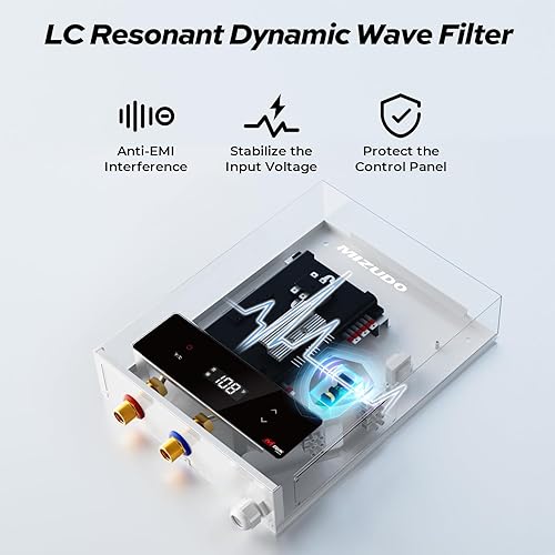 Miniatura 9 de MIZUDO Calentador de agua eléctrico sin tanque, 11KW 240 voltios, calentador de agua caliente instantáneo, remoto y táctil, con pantalla digital