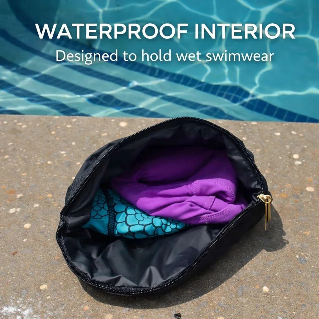 Travel Fanatics Swim Bag - Waterproof Wet Bag for Swimsuit, 11x9.25 Beach and Pool Pouch for Wet Clothes, Gym, Travel and Swimwear - Black image 3