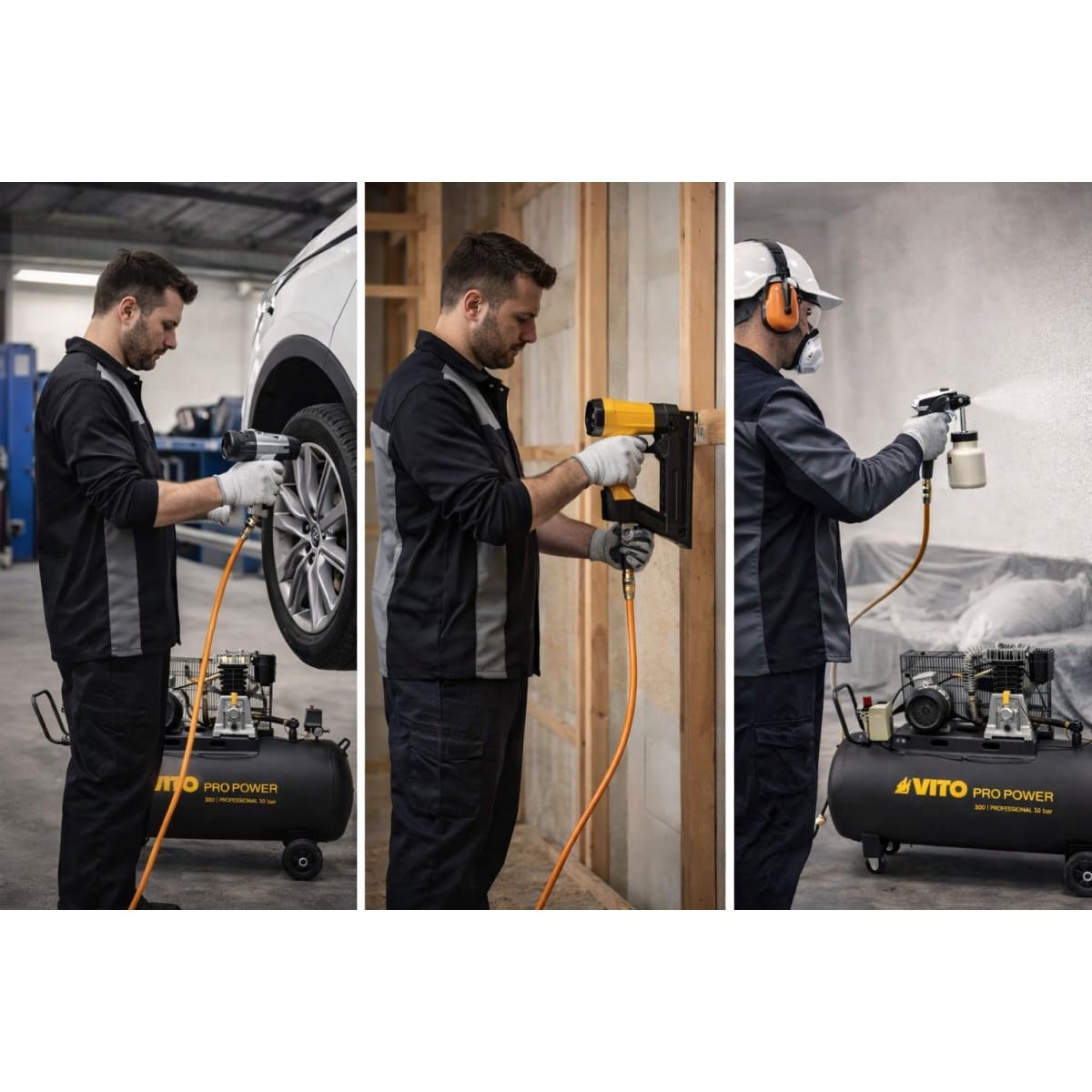 VITO - Compresor de aire 300L 10 Bar 4000W 5.5CV 500L/min - Compresor de taller para herramientas neumáticas pintura inflado 380V | Compresor de taller, Para herramientas neumáticas, Pintura, Inflamación