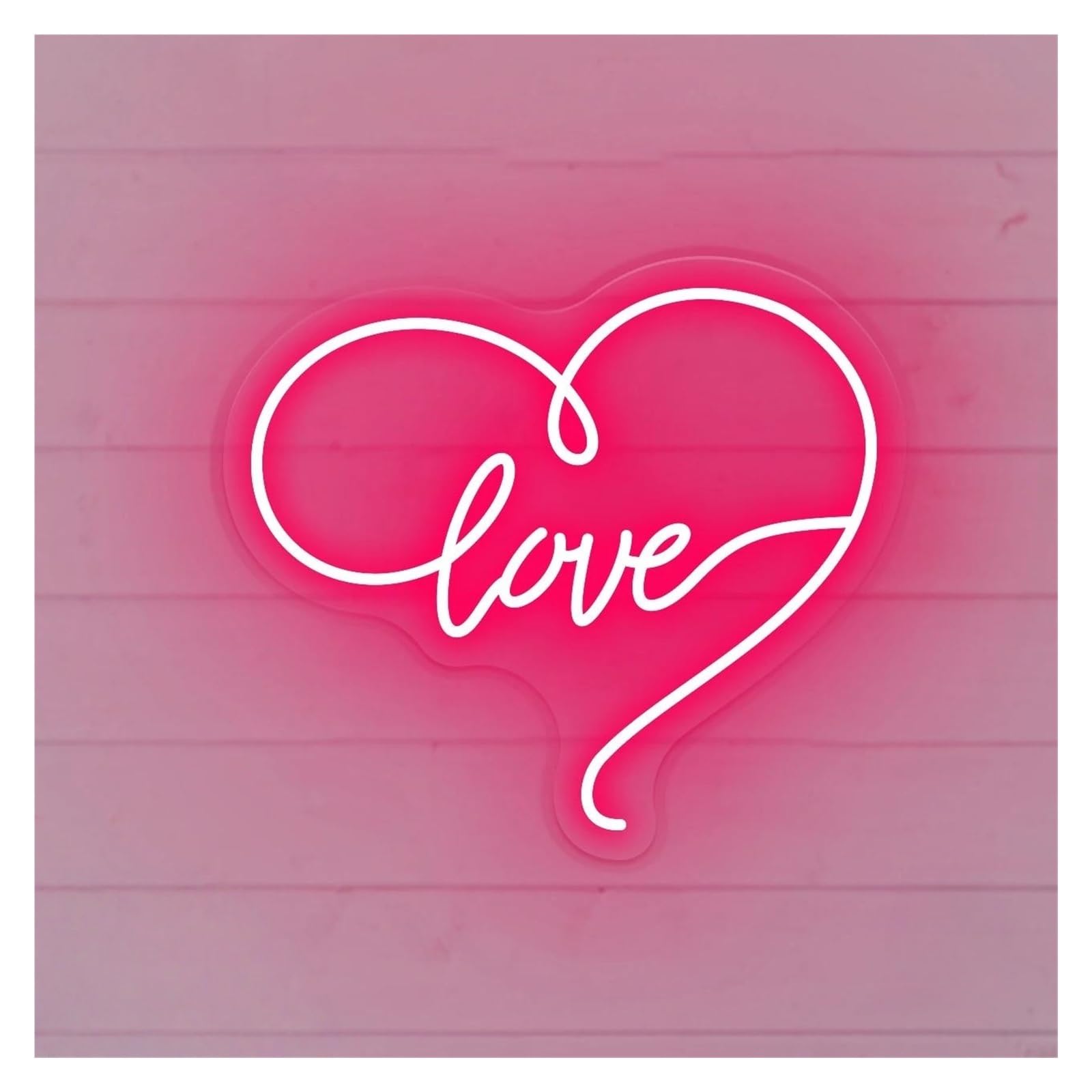 Wiszące neony artystyczne Neon Love Serce LED Light Z Możliwością Przyciemniania Dla Par Weselnych Walentynki Dekoracja Pokoju Na Przyjęcie Urodzinowe Lampa 17.72inx15.75in(Różowy)