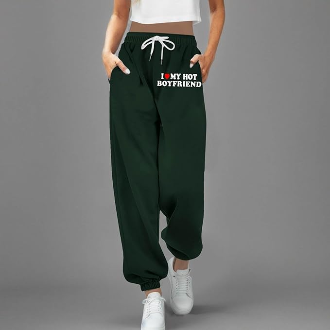 Damen Jogginghose Baumwolle High Waist - Baggy Sweatpants Mit Taschen