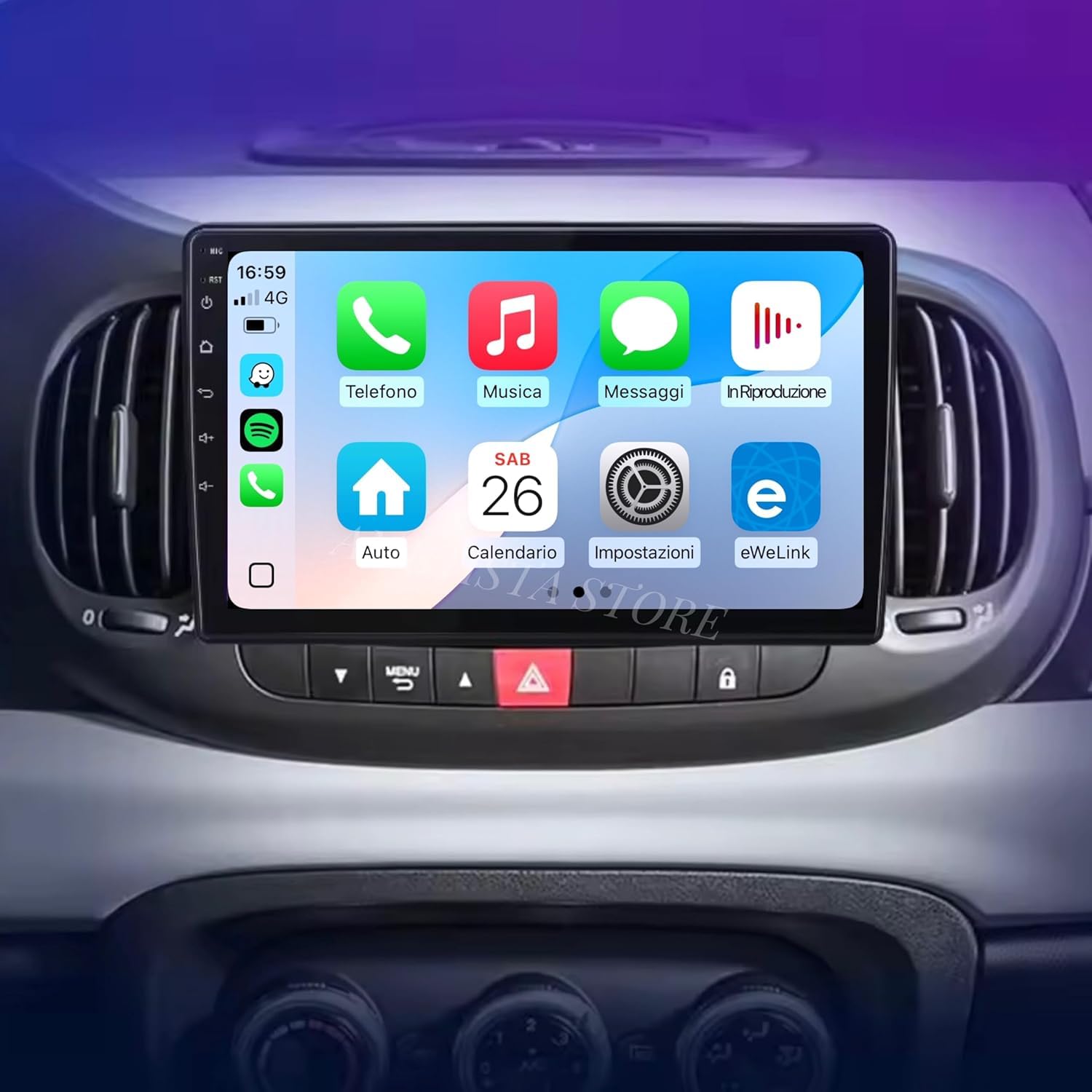 Android 14 Autoradio per Fiat 500L 2012-2017 10.1 Pollici Bluetooth Car Stereo Tablet Touchscreen Radio Navigatore GPS Supporta Wireless Carplay Android Auto Controllo del Volante WiFi (2+64GB)