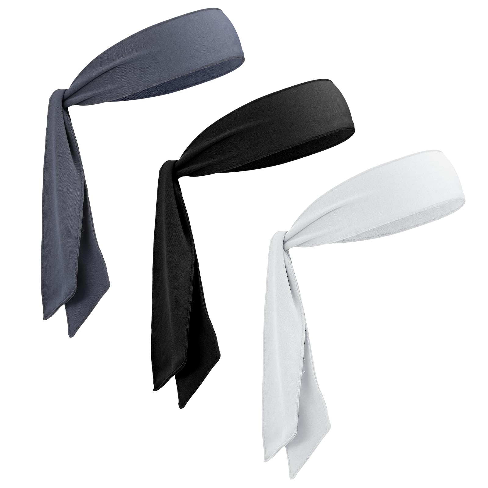 Psyqtsuary 3 Pcs Tie Headbands Tennis Sports Headbands for Men Women Adjustable Ninja Head Band Headband Back Sweat-Absorbing Headband for Workout for