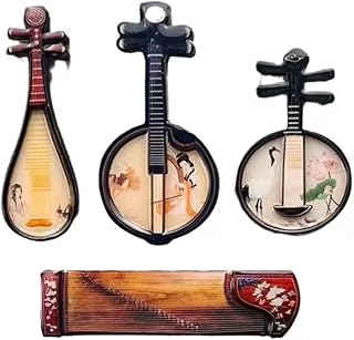 4-Piece Set of Ancient Chinese Style Ethnic Musical Instruments, Refrigerator Magnets, Chinese Style Photography Props, pipa, Photography Ornaments, Chinese Style