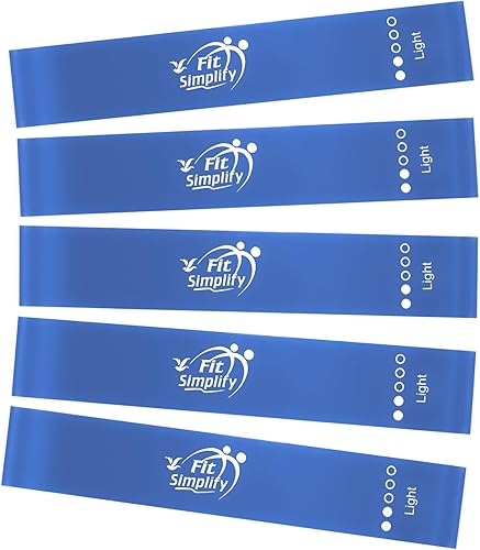Fit Simplify Bandas de ejercicios de resistencia con guía de instrucciones y bolsa de transporte, juego de 5 Azul,Negro -,Verde,Rojo