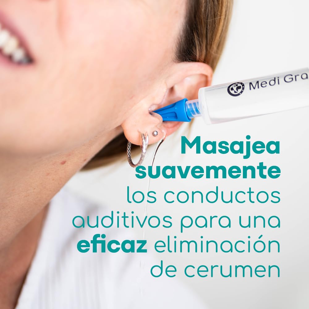 Medi Grade Kit de Jeringuilla para Limpieza de Oídos con Aceite de Oliva y 3x Puntas Suaves para Sacar Cera - Limpiador de Oídos Reutilizable - Limpia Oídos Casero - Mejora la Audición