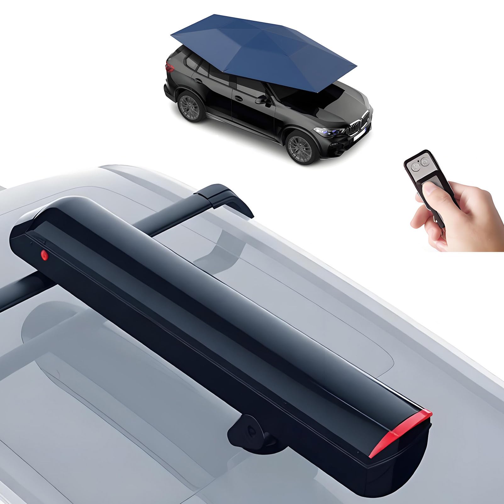 Tienda de Techo para Coche Totalmente Automática, Sombrilla Carpa para Coche Totalmente Desmontable, Batería 5000 Mah, Control Remoto, Plegable con Solo Toque y Protección UV Blue
