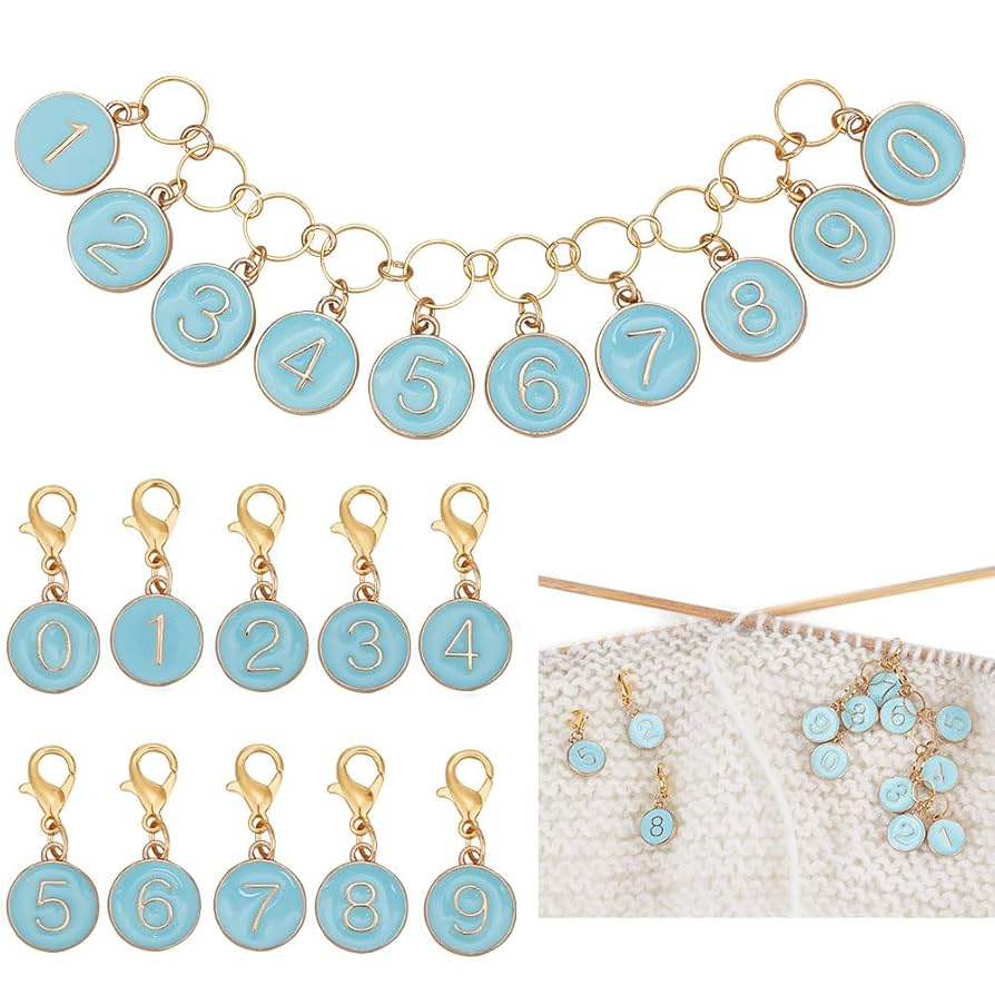 11 Marqueurs Tricot BENECREAT - Numéros 0-9 Alliage Émail, Fermoirs Homard - Pour Tricot, Crochet