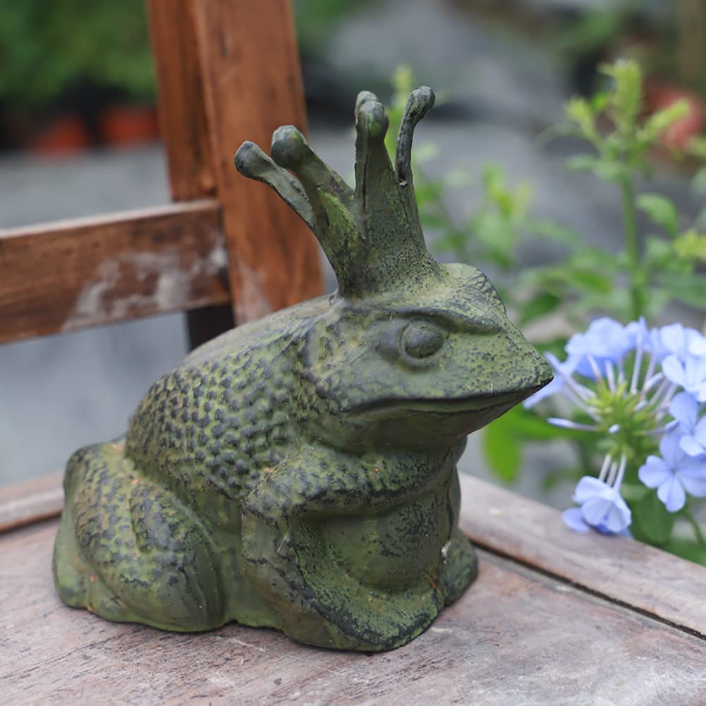 WAYUTO Żeliwna żaba statuetka siedząca żaba figurka żaba rzeźba figurka żaba odbojnik żaba ozdoba do ogrodu, podwórza, patio, trawnika i stawu dekoracja