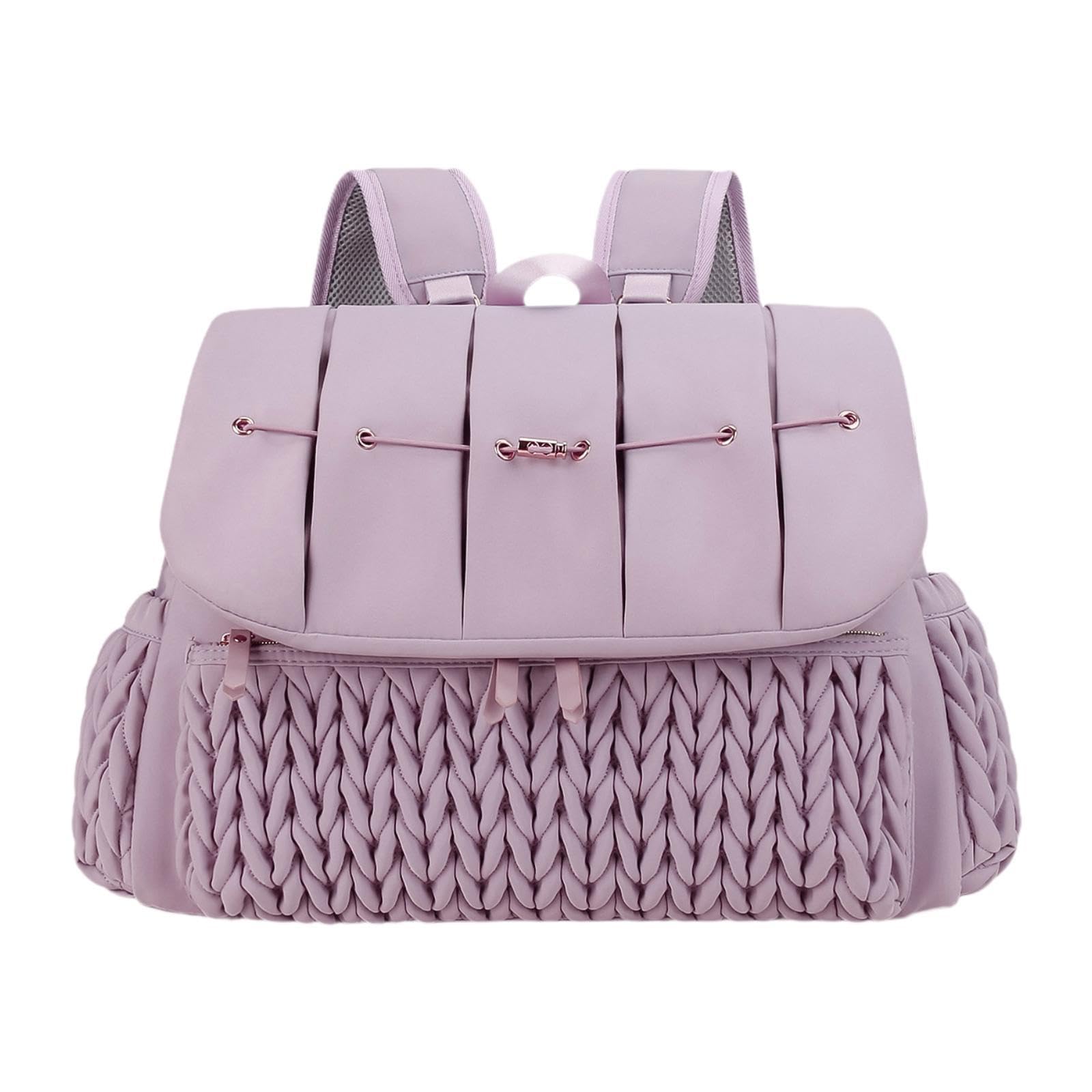 Windelrucksack Wickeltasche Babytasche Muttirucksack Multifunktionsrucksack Wasserdicht Polyester Großräumig mit Vielen Fächern für Fläschchen Spielze, Lila