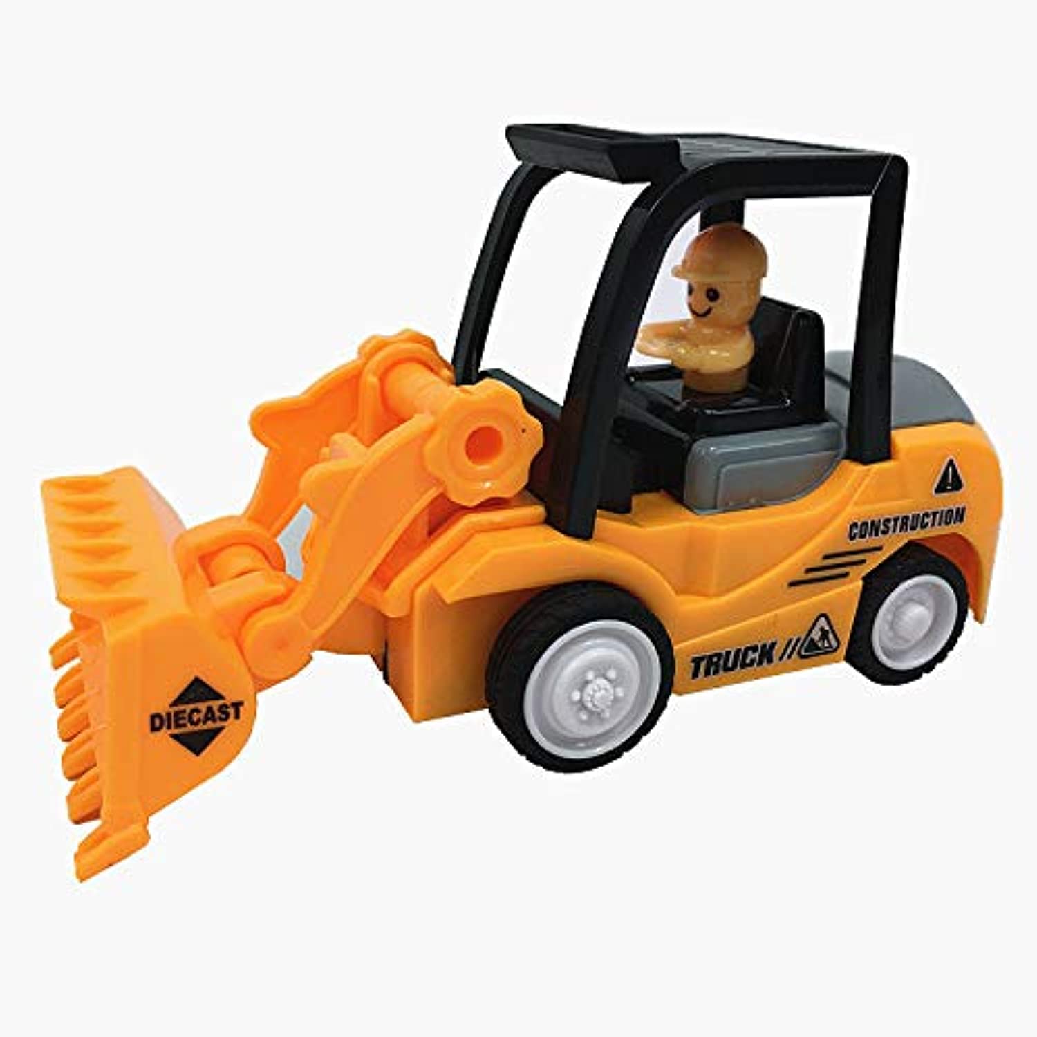 Push and Go Friction Powered Car Toys Set Tractor Bulldozer Mixer Truck and Dumper Pull Back Vehicles Friction Powered Cars (Bulldozer) (Color May Vary)