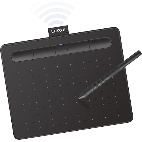 Wacom Intuos Small Bluetooth Graphics Drawing Tablet, 4 Customizable ExpressKeys, Portable for Teachers, Students and Creators, Compatible with Chromebook Mac OS Android and Windows - Black