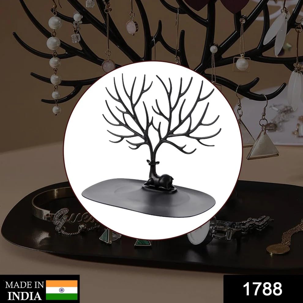 Image of trendymart Deer Jewelry Holder Deer Tree Jewelry Tower Stand for Earrings Necklace Jewelry Organizer Display (Random Color)