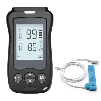 Handheld Pulse Oximeter Medical Grade, Pediatric Infant Baby Oxygen Monitor with Wrap Probe, Continuous Tracking for Newborn Kids Adults, Fast Accurate SpO2 Pulse Rate, Customizable 3-in-1 Alarm System Black