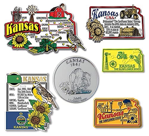 Set de 6 imanes decorativos del estado de Kansas miniatura 1