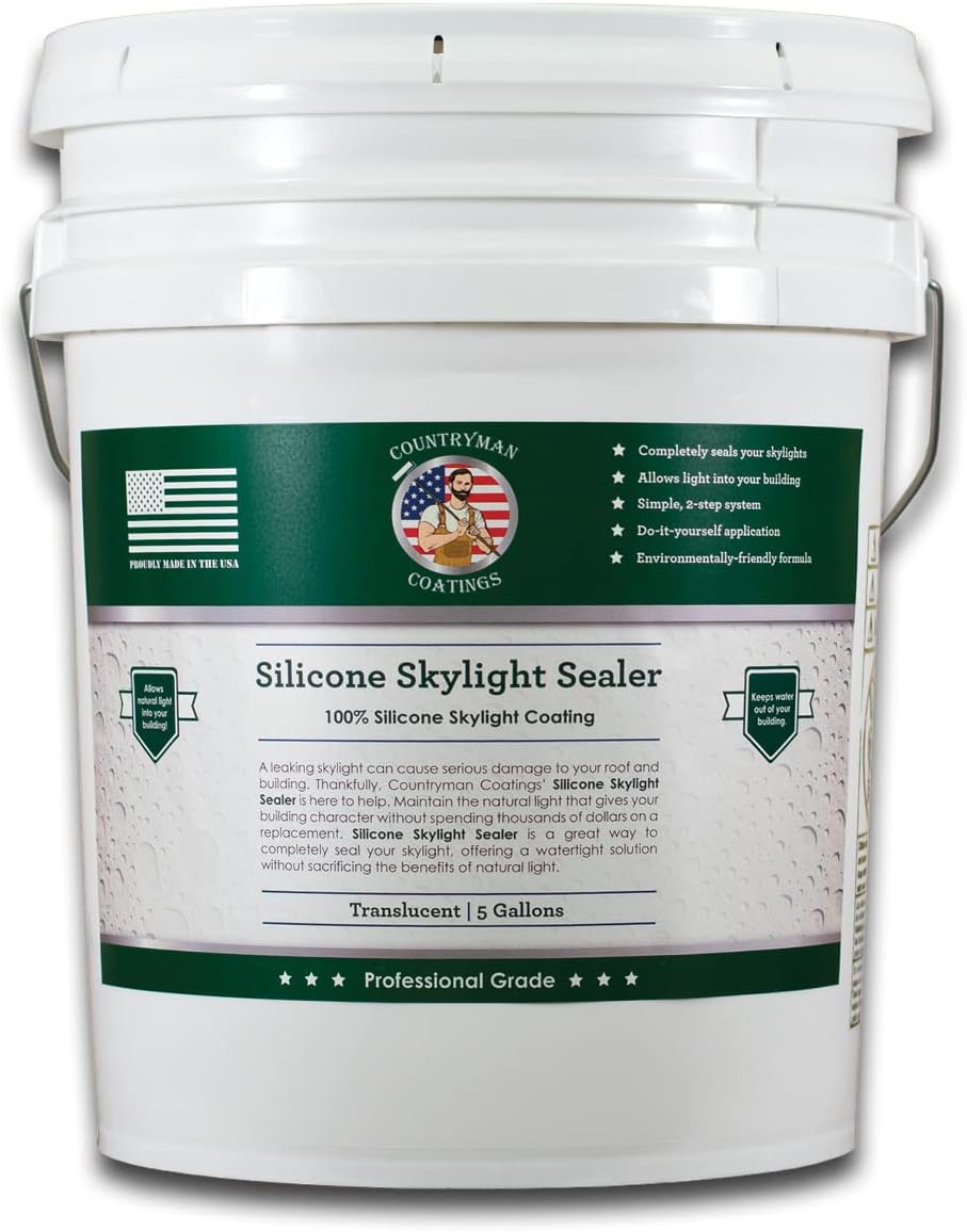 Countryman Coatings - 100% Silicone Skylight Coating (Translucent) Protect and Waterproof Your Skylights - Allow Natural Light In - No Primer Required (1 Gallon)