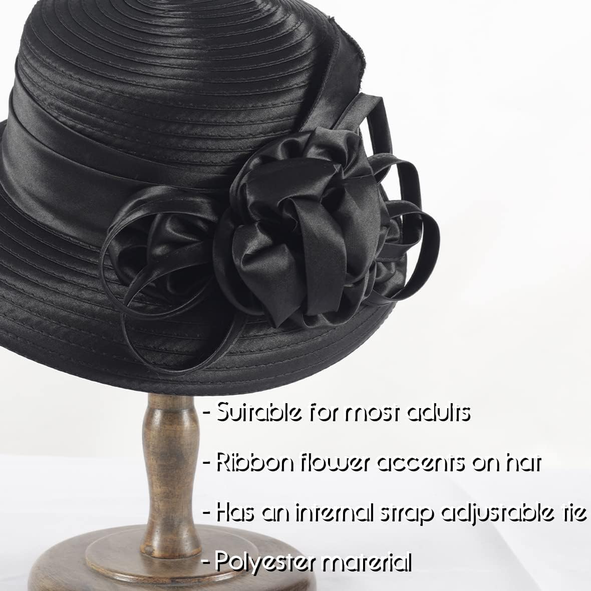 VECRY Womens Church Baptism Wedding Cloche Hat Tea Party Derby Dress Bowler Hats