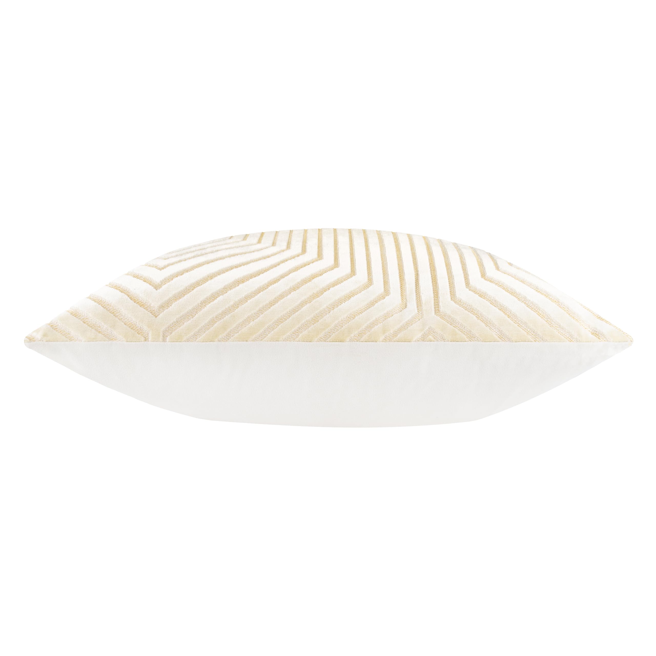 Paoletti Evoke Kissen mit Samt-Federfüllung – Luxuriöses dekoratives quadratisches Kissen mit Chevron-Muster und Füllung (Elfenbein – 55x55cm)