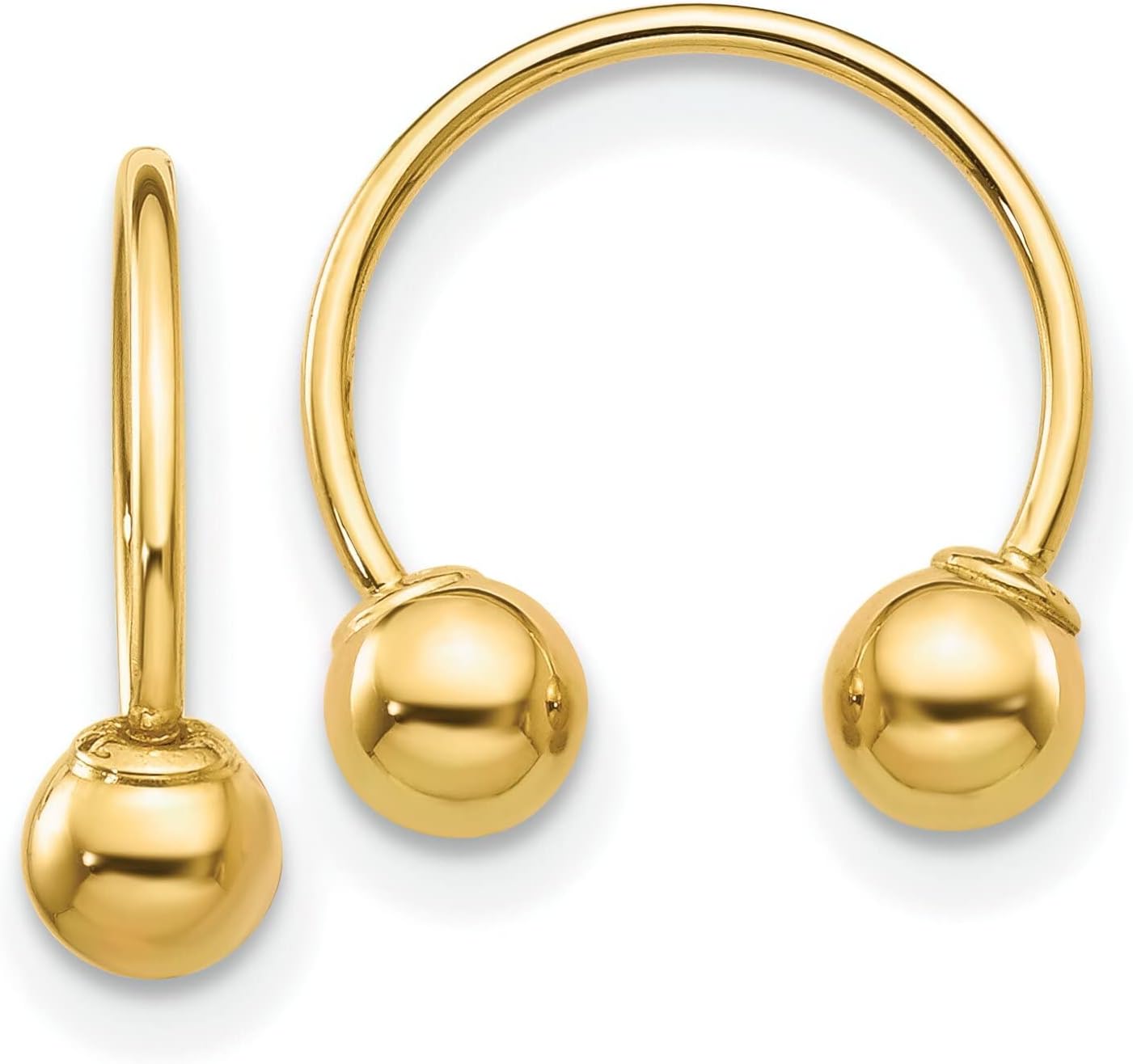 14K Yellow Gold Open Hoop Beaded Earrings Jewelry