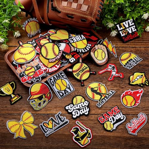 Hunnmingre 72 Pcs Softball Iron on Patches Bulk Embroidered Chenille by HunnmingRe - Used condition - Image 2