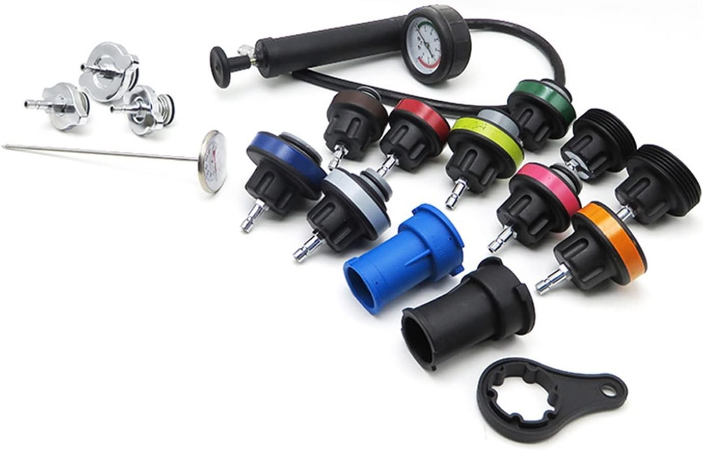Coolant Pressure Tester kit 18pcs Auto Repairing Pressure Gauge Kit Pressure Gauge Barometers Radiator Leak Detector Car Cooling System Tester Vacuum Type Cooling System Kit
