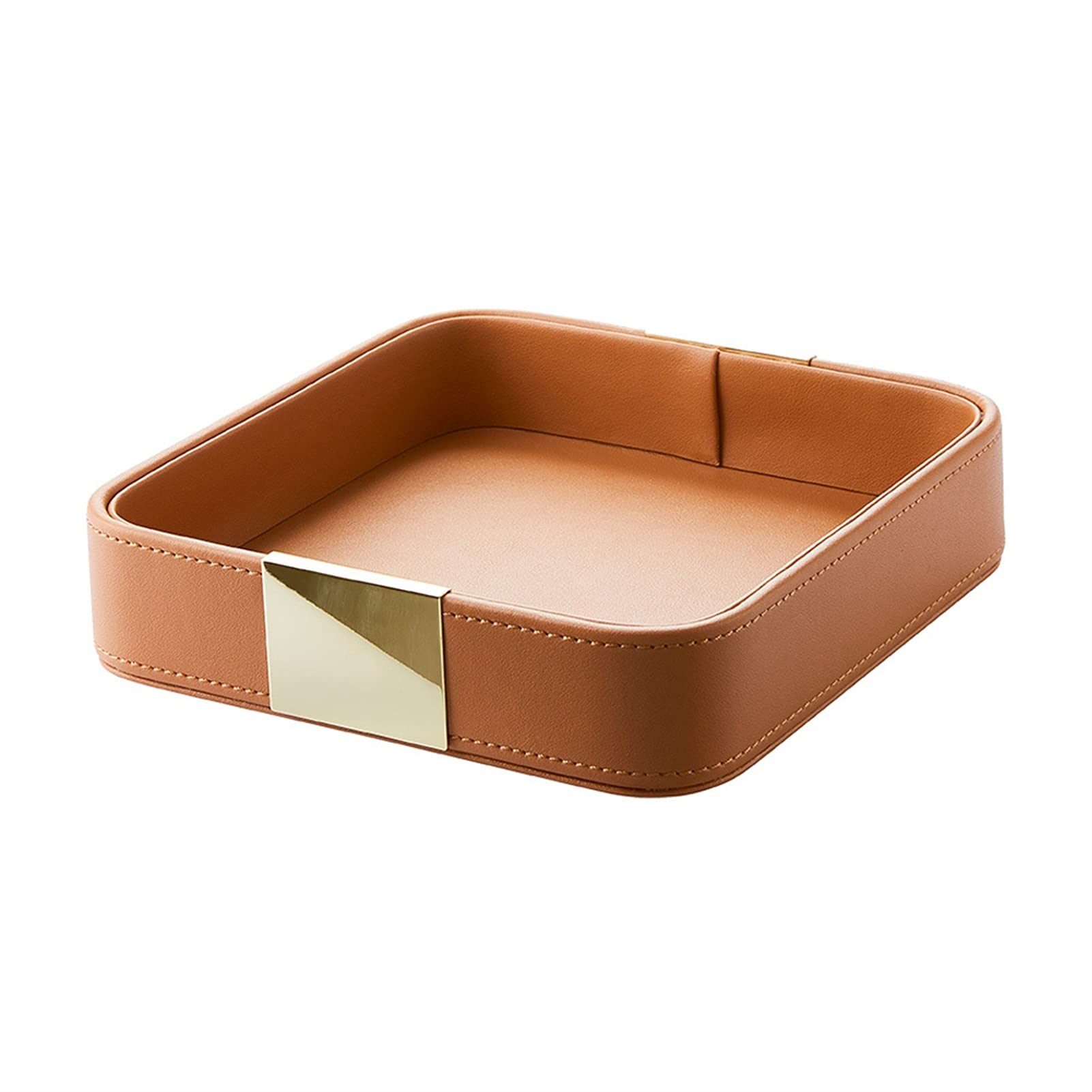 Bandejas Bandeja de Almacenamiento de Escritorio de Cuero Bandeja de Almacenamiento Cuadrado Bandeja de Estilo de Estilo Europeo Cajón de Cuero Tray (Color : Orange)