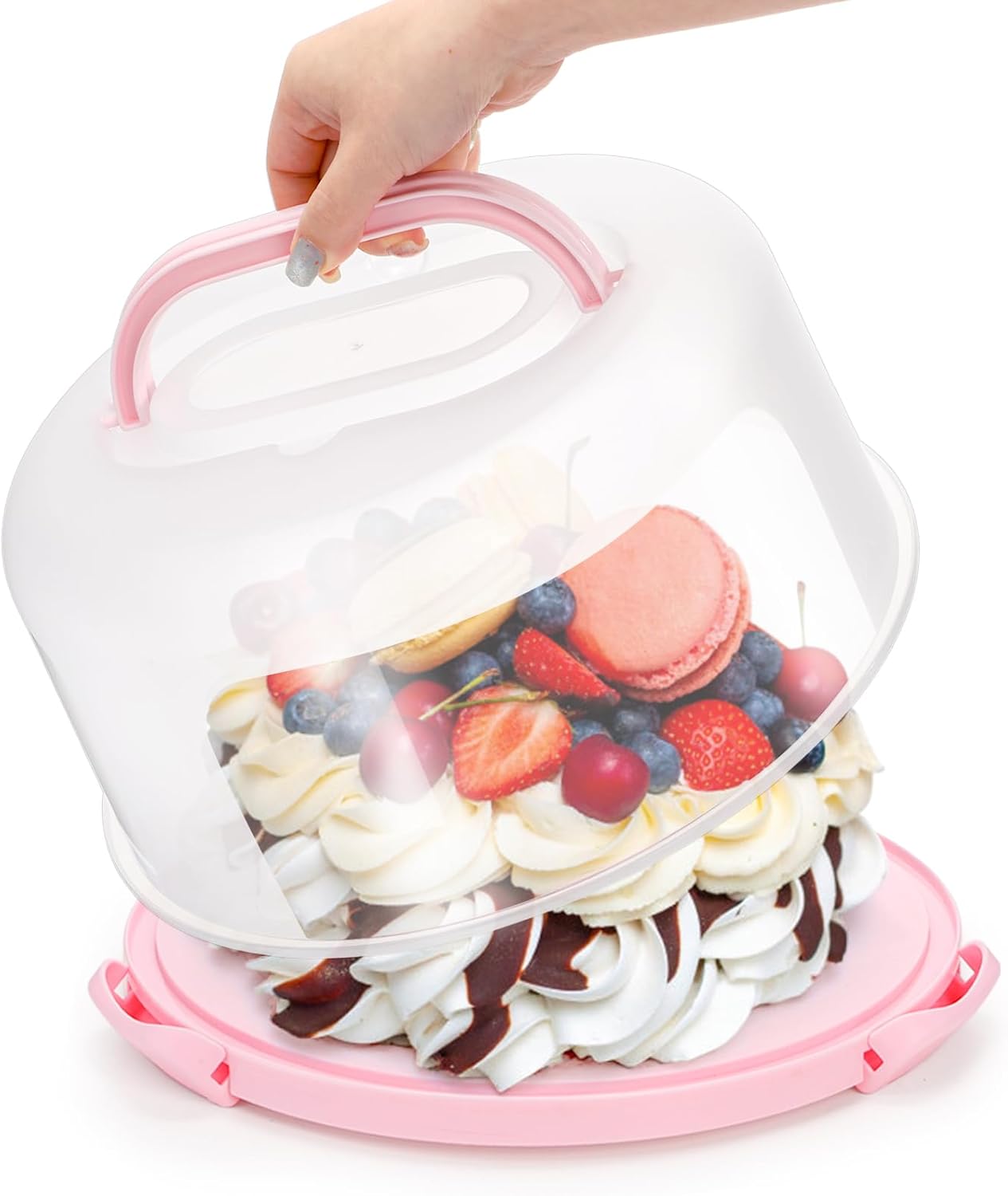 Coloch Cake Carrier with Lid and Handle, 3 in 1 Multipurpose Cupcake Holder for 10 In Cake, Portable Dessert Container for 11 Cupcake Plastic Devil Eggs Holder for Cupcake, Muffins, Eggs, Snack, Fruit - Image 4