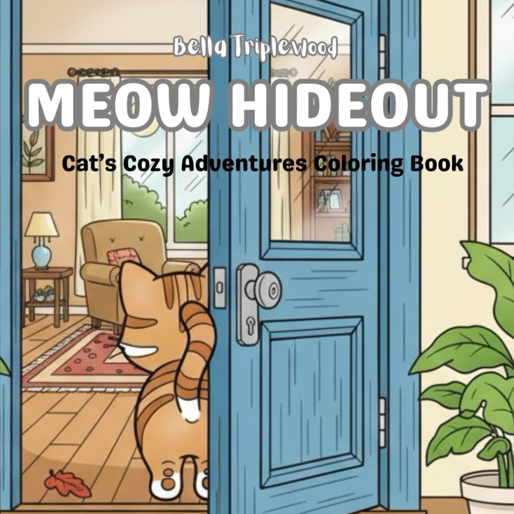 Meow Hideout: Cat’s Cozy Adventures Coloring Book: 40 Adorable Cat Coloring Pages for Kids, Adults, and Cat Lovers: Cozy Comfort, and Relaxation Art